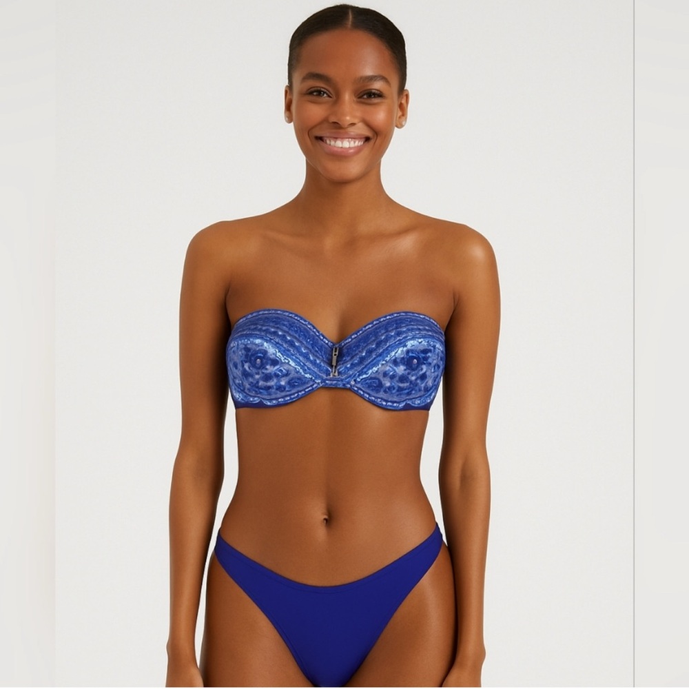 NWT- Zimmermann AU2 Blue Bandeau Bikini Set
